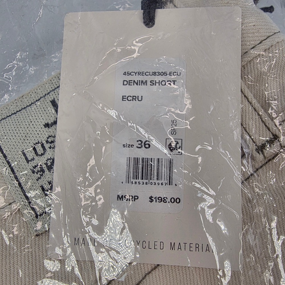 Joe's‎ Jeans Mens Denim Shorts Ecru Drawstring Raw Hem Size 36 NEW - Picture 6 of 10